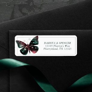 Étiquette Papillon Ombre Jewel Tone Green Red Adresse