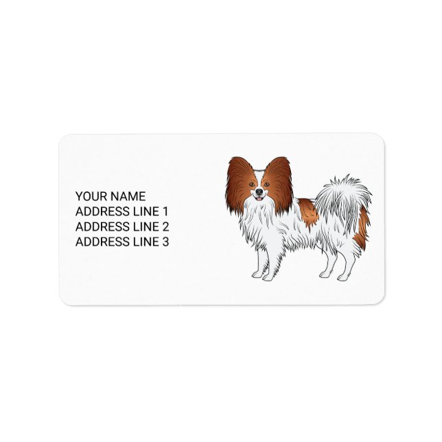 Étiquette Papillon Rouge Et Blanc Mignon Chien Avec Texte Pe (Devant)