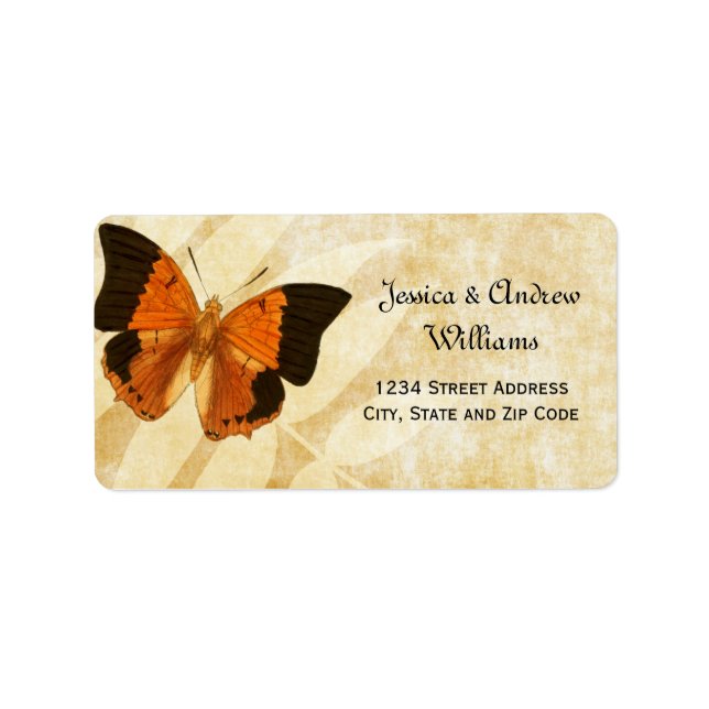 Étiquette Papillon vintage sur parchemin (Devant)