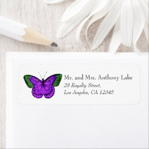Étiquette Papillon violet et vert