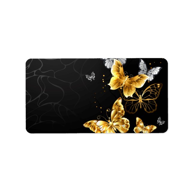 Étiquette Papillons blancs et dorés (Devant)