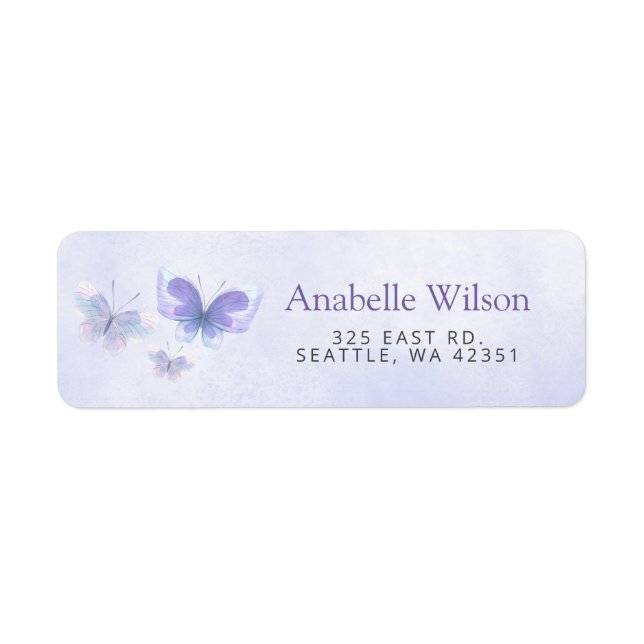 Étiquette Papillons de lilas violet rustique aquarelle (Devant)