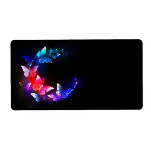 Étiquette Papillons de nuit Neon brillants sur arrière - pla