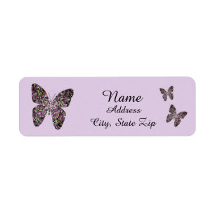 Étiquette Papillons en mosaïque violet unique belle adresse