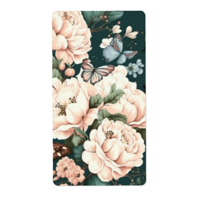Étiquette Papillons et fleurs (Devant)