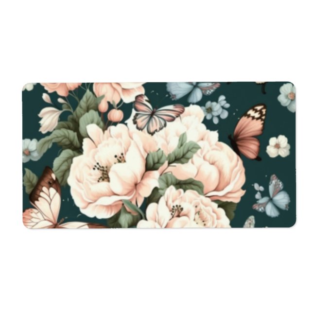 Étiquette Papillons et fleurs (Devant)
