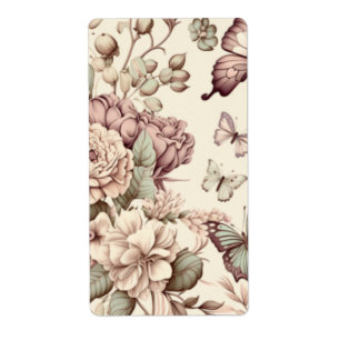 Étiquette Papillons et fleurs décoration pastel