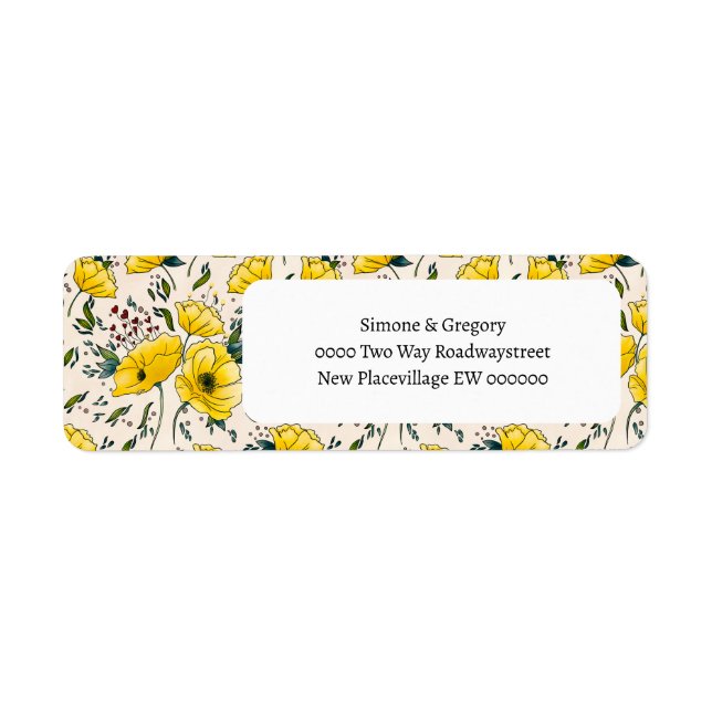 Étiquette Papillons floraux jaunes (Devant)