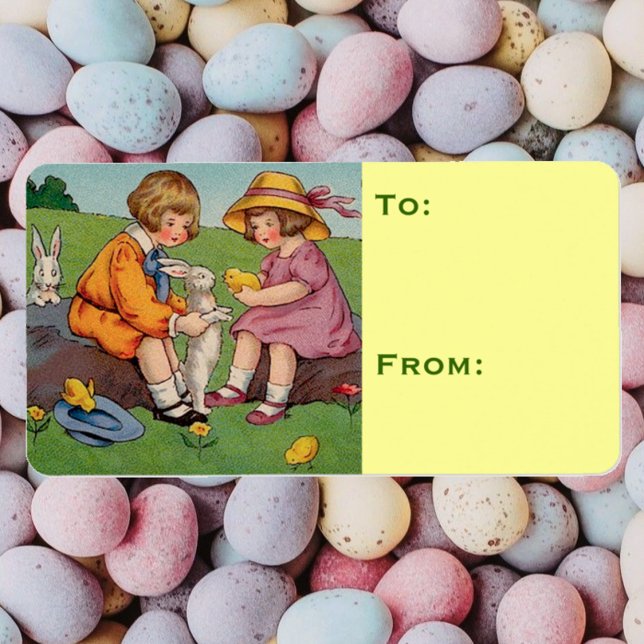 Étiquette Pâques Animaux Mignons Vintage (Créateur téléchargé)
