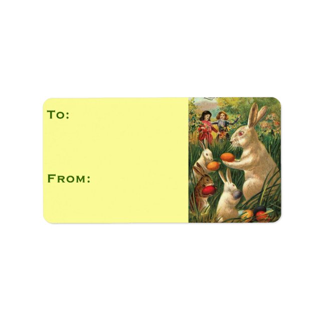 Étiquette Pâques Animaux Mignons Vintage (Devant)