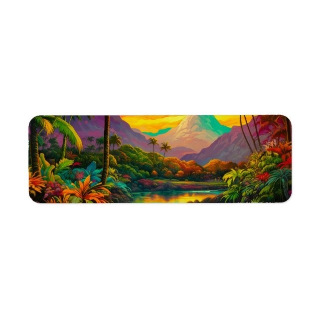 Étiquette Paradis tropical de l'île colorée   (Devant)