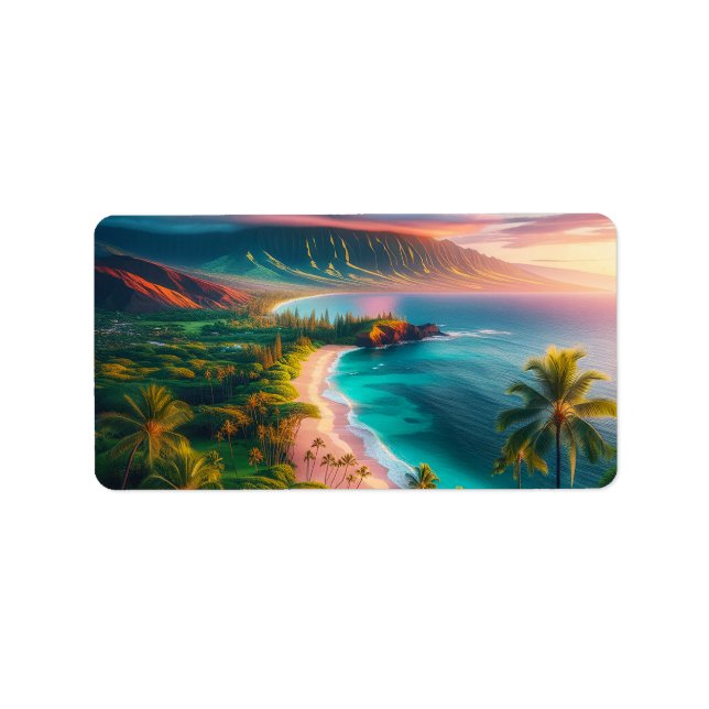 Étiquette Paradis tropical de l'île de Maui (Devant)