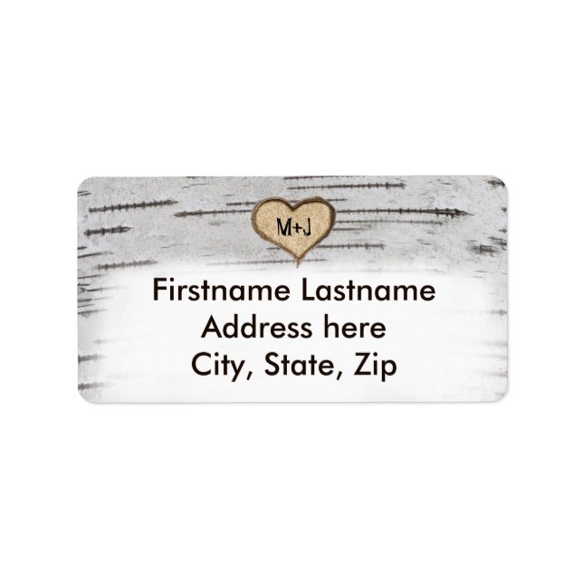 Étiquette Paraphes du coeur de l'arbre à bouleau adresse mar (Devant)