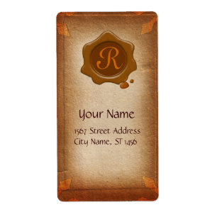 ÉTIQUETTE PARCHEMENT ANTICIPÉ, MONOGRAMME BROWN DE SCEAU DE