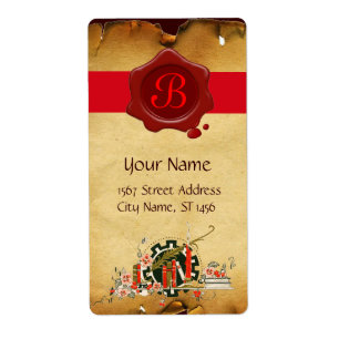 ÉTIQUETTE PARCHEMENT DE DIPLÔME ET MONOGRAMME DE SCEAU DE CI