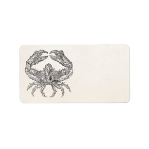 Étiquette Parchemin marin vintage de crabe personnalisé