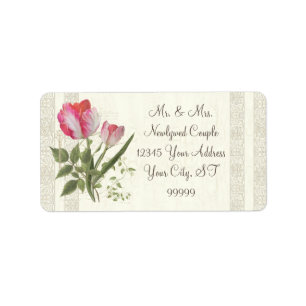 Étiquette Parchemin vintage de fleurs botaniques de perroque