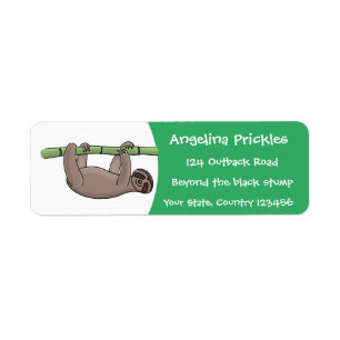 Étiquette Paresse souriante mignon sur dessin animé en bambo