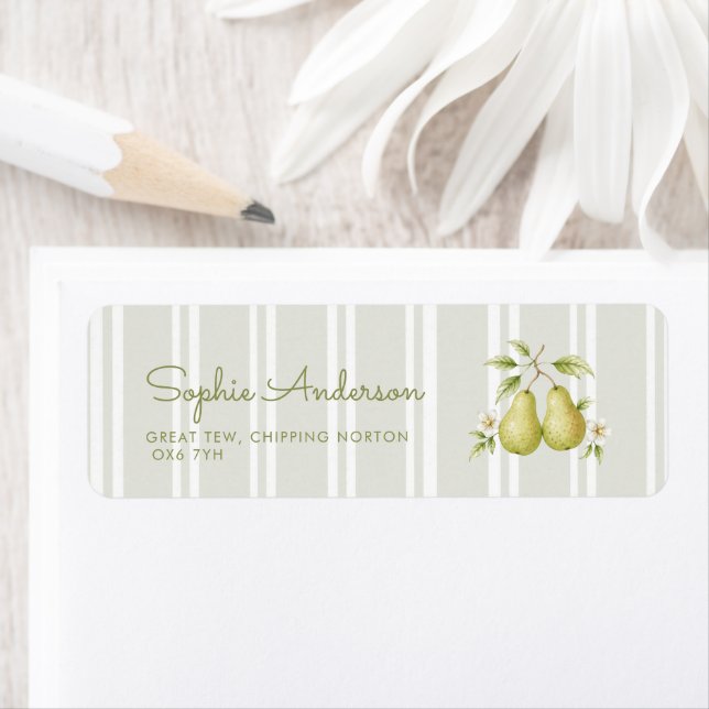 Étiquette Parfait Mariage Thème Poire Verte Sauge  (En situation)