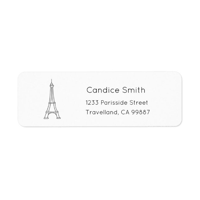 Étiquette Paris Address Label, Travel Address Label (Devant)