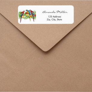 Étiquette Parroquets oiseaux palmiers feuilles adresse de re