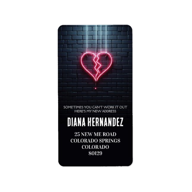 Étiquette Parti de divorce cardiaque cassé (Devant)