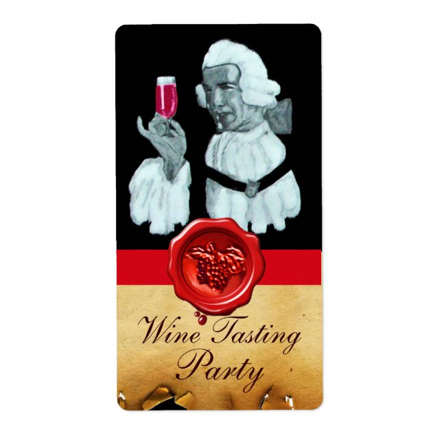 ÉTIQUETTE PARTI DÉGUSTATION DE VIN SOMMELIER, SCEAU DE CIRE  (Devant)
