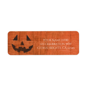 Étiquette Parti d'Halloween rustique Citrouille en bois oran