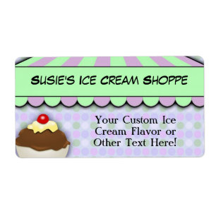 Étiquette Partie de crème glacée, magasin doux en pastel