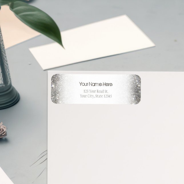 Étiquette Parties scintillant argent élégant Glitz photo (Créateur téléchargé)