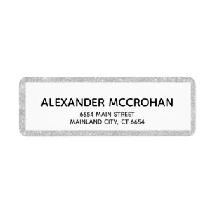Étiquette Parties scintillant Argent Faux Adresse de retour