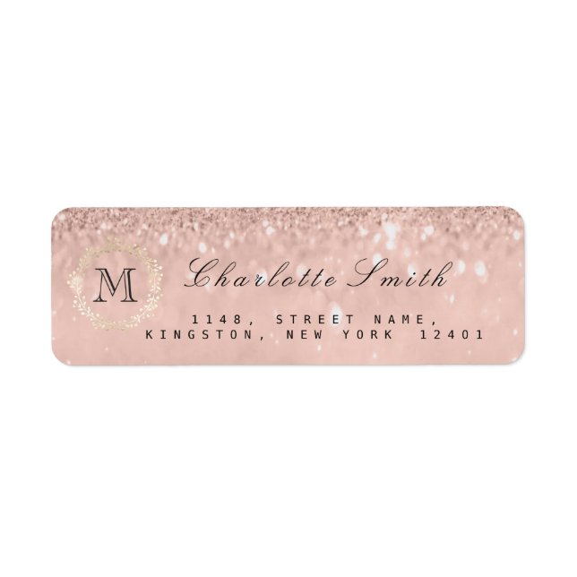 Étiquette Parties scintillant argent Monogramme Mariage nupt (Devant)