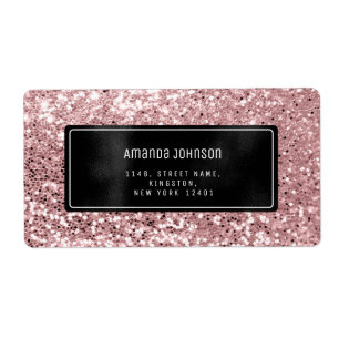 Étiquette Parties scintillant Black encadré Rose RSVP Adress