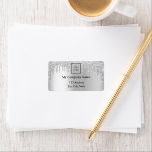 Étiquette Parties scintillant d'argent goutte l'adresse de r