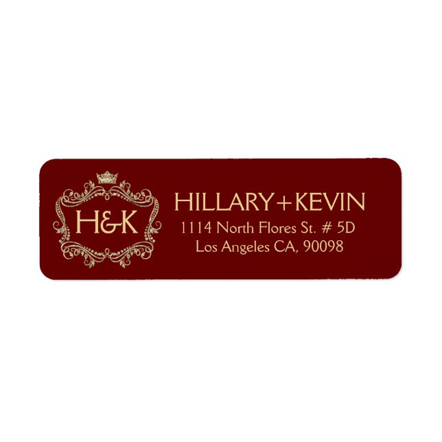 Étiquette Parties scintillant de tons or Couronne & Floral F (Devant)