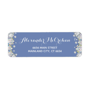 Étiquette Parties scintillant Diamant bleu et argent Adresse