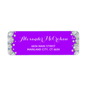 Étiquette Parties scintillant Diamant violet et argenté Adre