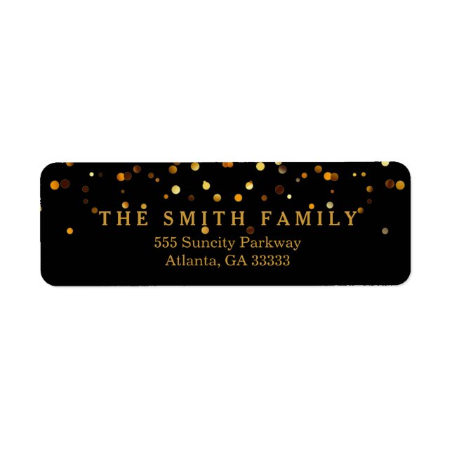 Étiquette Parties scintillant d'or classique Points Noir Mod (Devant)
