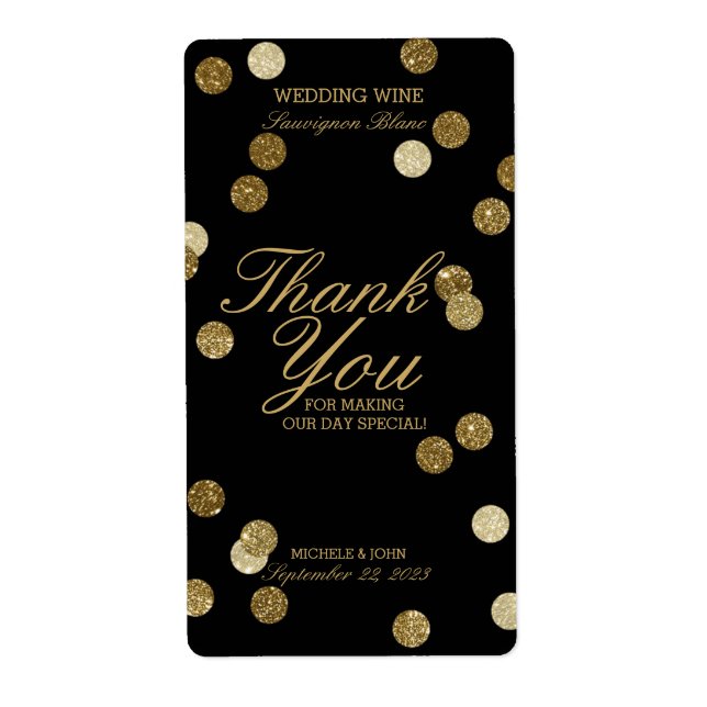 Étiquette Parties scintillant d'or Faux Confetti Mariage Éti (Devant)