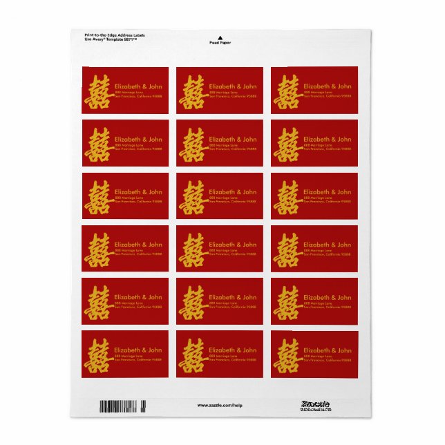 Étiquette Parties scintillant d'or Mariage moderne Double Bo (Feuille entière)