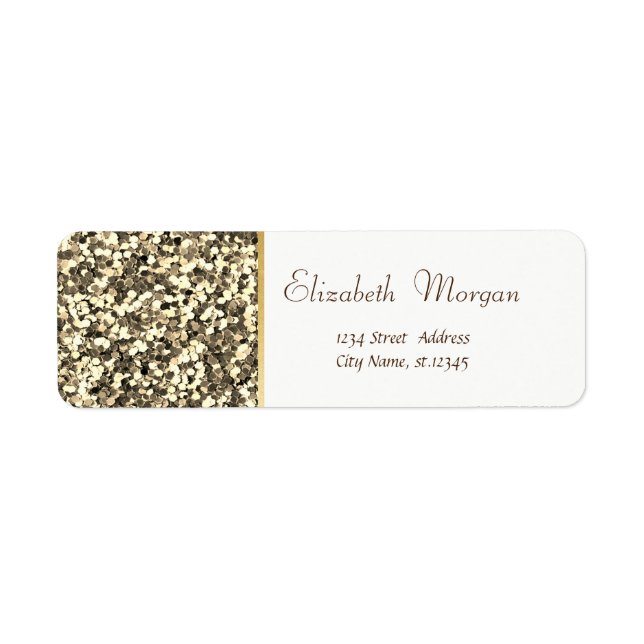 Étiquette Parties scintillant d'or, simple, blanche (Devant)