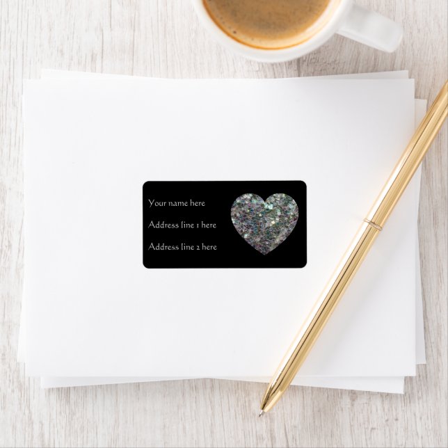 Étiquette Parties scintillant en mosaïque d'argent brillant  (En situation)