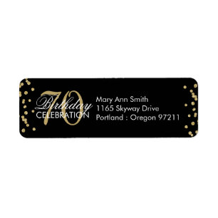 Étiquette Parties scintillant Gold Black 70th Birthday Confe