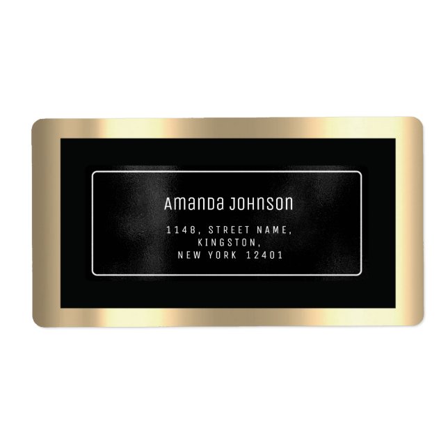 Étiquette Parties scintillant Gold Black Metal RSVP Boutique (Devant)