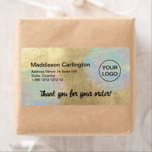 Étiquette Parties scintillant Gold et Iridescente Texture Li