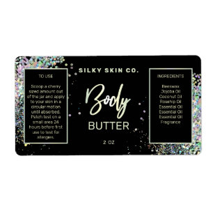Étiquette Parties scintillant holographique de luxe Black Bo