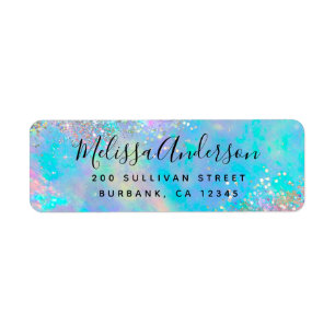 Étiquette Parties scintillant holographique Opal Iridescente