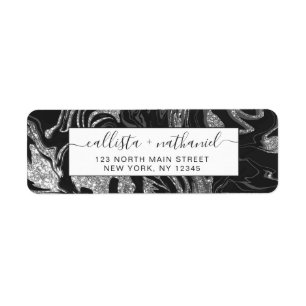 Étiquette Parties scintillant moderne en gris noir