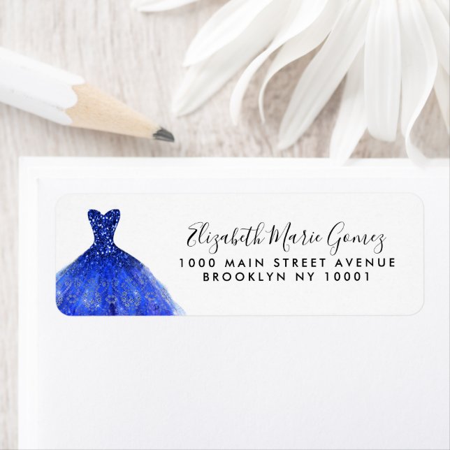 Étiquette Parties scintillant moderne Royal Blue Silver Gown (En situation)
