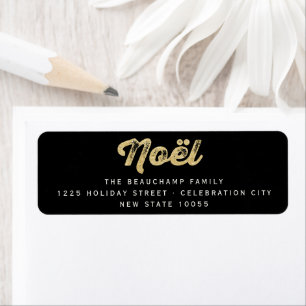 Étiquette Parties scintillant or élégant Noel Noël Adresse d